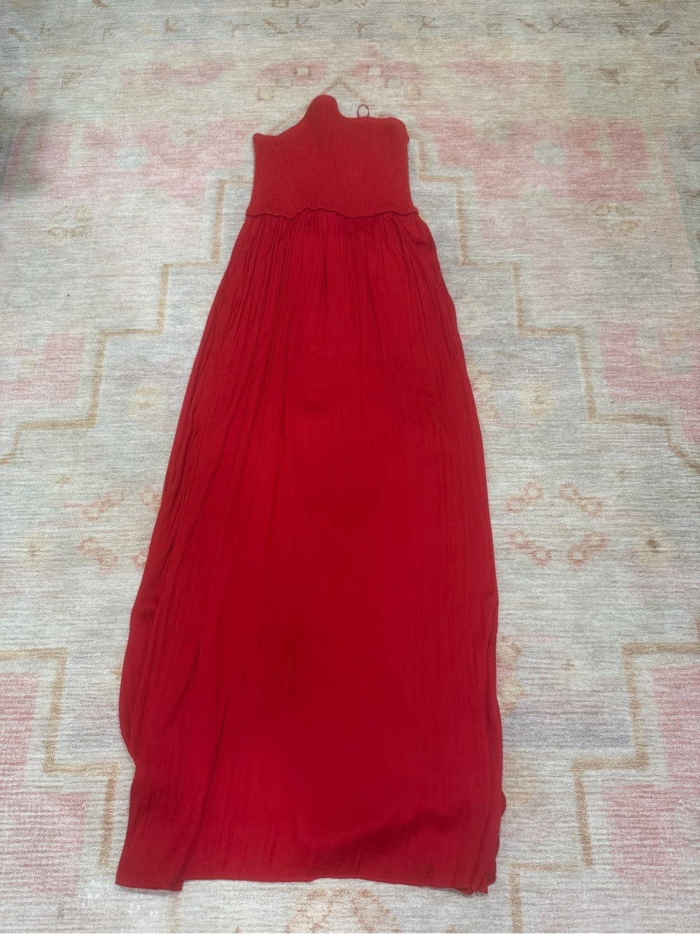 Anthropologie Bright Red Strapless dress